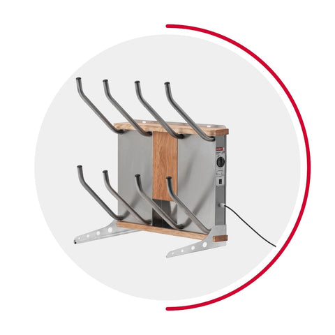oskari BORA® 4 breit - Elektrischer Schuhtrockner für 4 Paar Schuhe - OSKARI mit Warmluft für Stiefel, Schuhe, Skischuhe, Fußballschuhe
