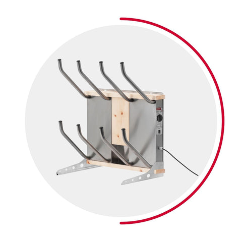 oskari BORA® 4 breit - Elektrischer Schuhtrockner für 4 Paar Schuhe - OSKARI mit Warmluft für Stiefel, Schuhe, Skischuhe, Fußballschuhe