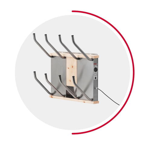 oskari BORA® 4 breit - Elektrischer Schuhtrockner für 4 Paar Schuhe - OSKARI mit Warmluft für Stiefel, Schuhe, Skischuhe, Fußballschuhe